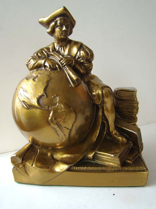 A pair of Christopher Columbus antique bookends circa 1935 — image 2